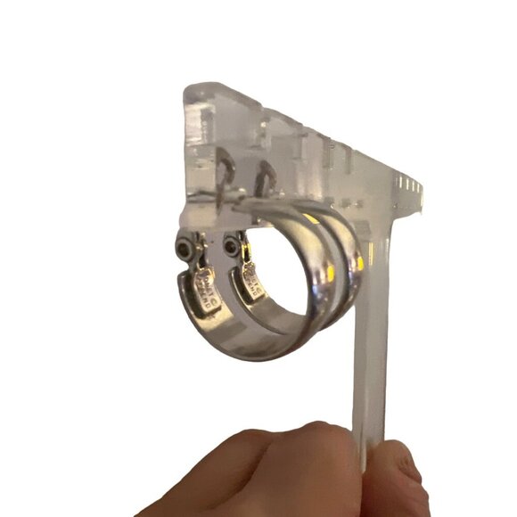 Monet Vintage Silver Tone Huggies Pierced Earrings Jewelry Classic Everyday - Picture 3 of 10